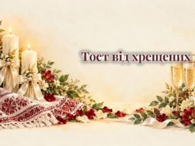 Весільні свічки, вишитий рушник, келихи і білі троянди