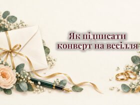 Весільний конверт зі стрічкою і обручки
