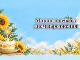 Свічка на торті, соняшники і голуб