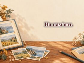 Роздруковані фото, фотоальбом, олівець і сухоцвіти на столі