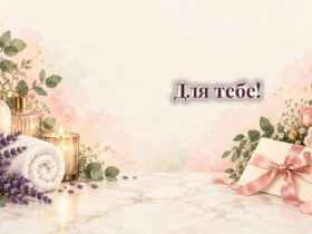 Подарунковий конверт зі стрічкою, свічка, рушник для спа і квіти