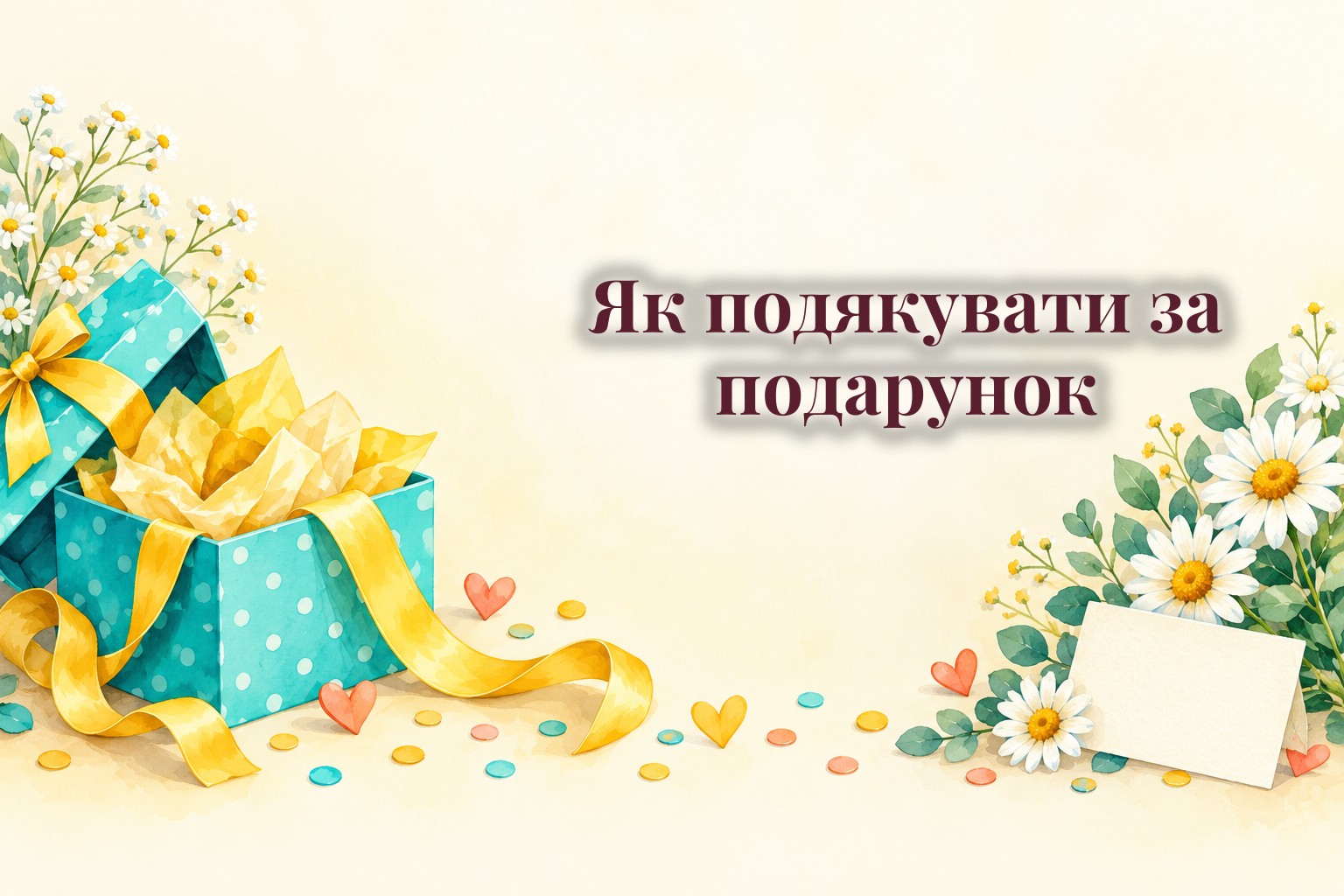Відкрита подарункова коробка і листівка з подякою