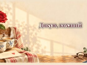 Дві чашки кави, записка з сердечком і червона троянда