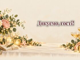 Святковий стіл зі свічками, букетиками і листівками-подяками