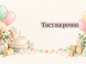 Тортик з однією свічкою, плюшевий зайчик і кульки