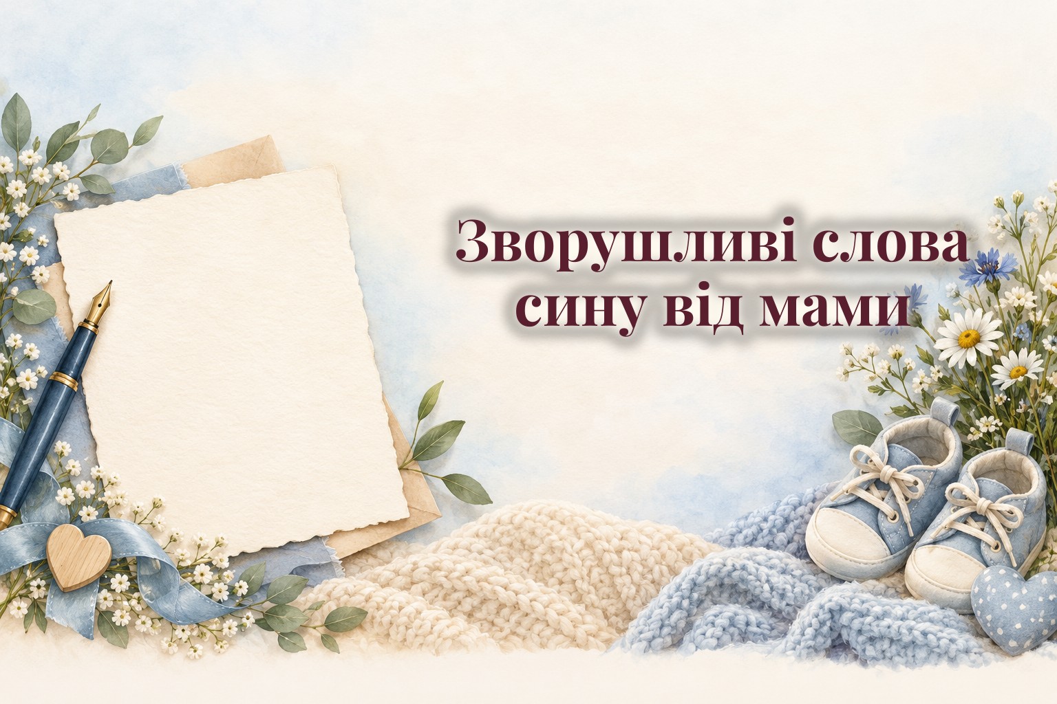 Лист від руки, дитячі черевички і польові квіти