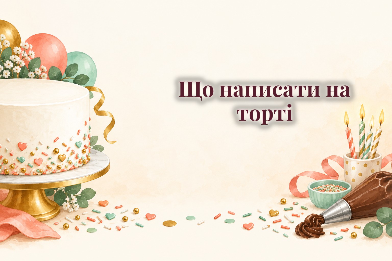 Святковий торт без напису і кондитерський мішок