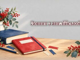 Зошит, англійський словник і кольорові закладки на столі