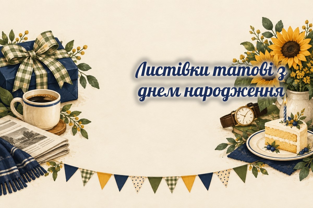 Листівки татові: кава, подарунок, годинник і соняхи