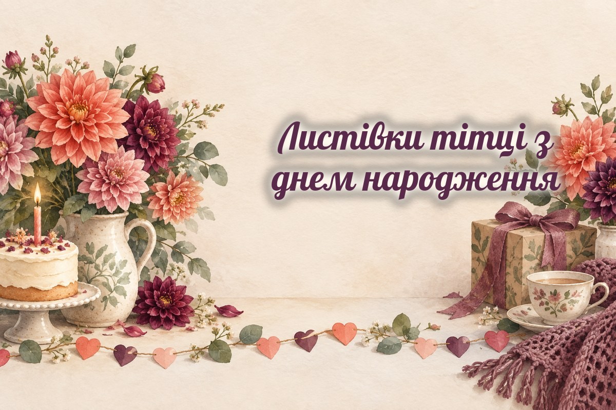Листівки тітці: жоржини, торт, чай і шаль