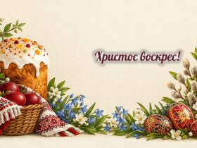Листівки з Великоднем: паска, крашанки, писанки і вербові котики