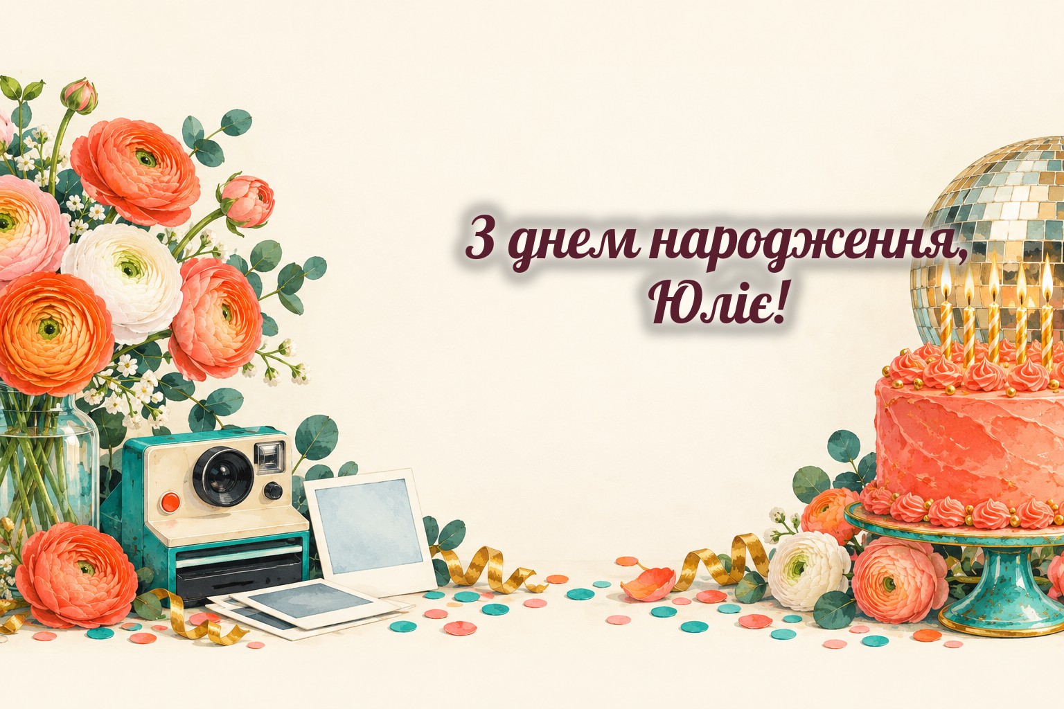 З днем народження, Юліє: жовтець, плівковий фотоапарат і торт зі свічками