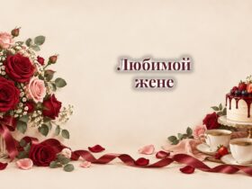 Открытки с днём рождения жене: букет роз, торт и подарок